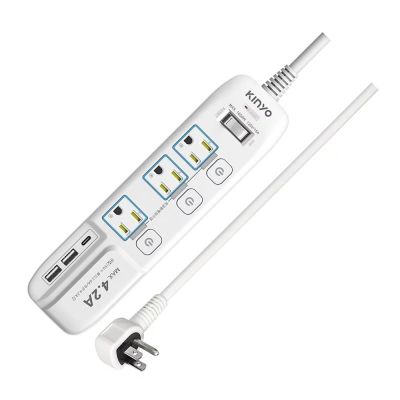 【KINYO】4開3插 3USB + 3P安全延長線6呎 (GIU-3436)