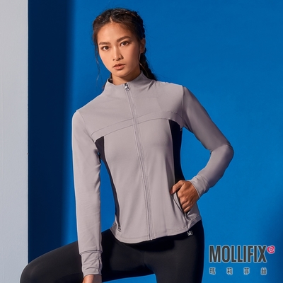 Mollifix 瑪莉菲絲 合身透氣網拼接訓練外套 (日曬卡其)