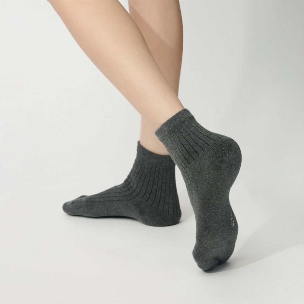 【FOOTER除臭襪】3入組-復古直線條微分子薄襪 (T47) (深灰-3雙)
