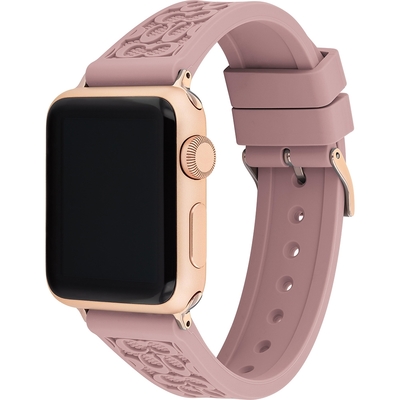 COACH Apple Watch 錶帶 38/40mm 適用 矽膠錶帶 周年慶獻禮 送禮推薦- 煙燻粉x玫瑰金(不含手錶)