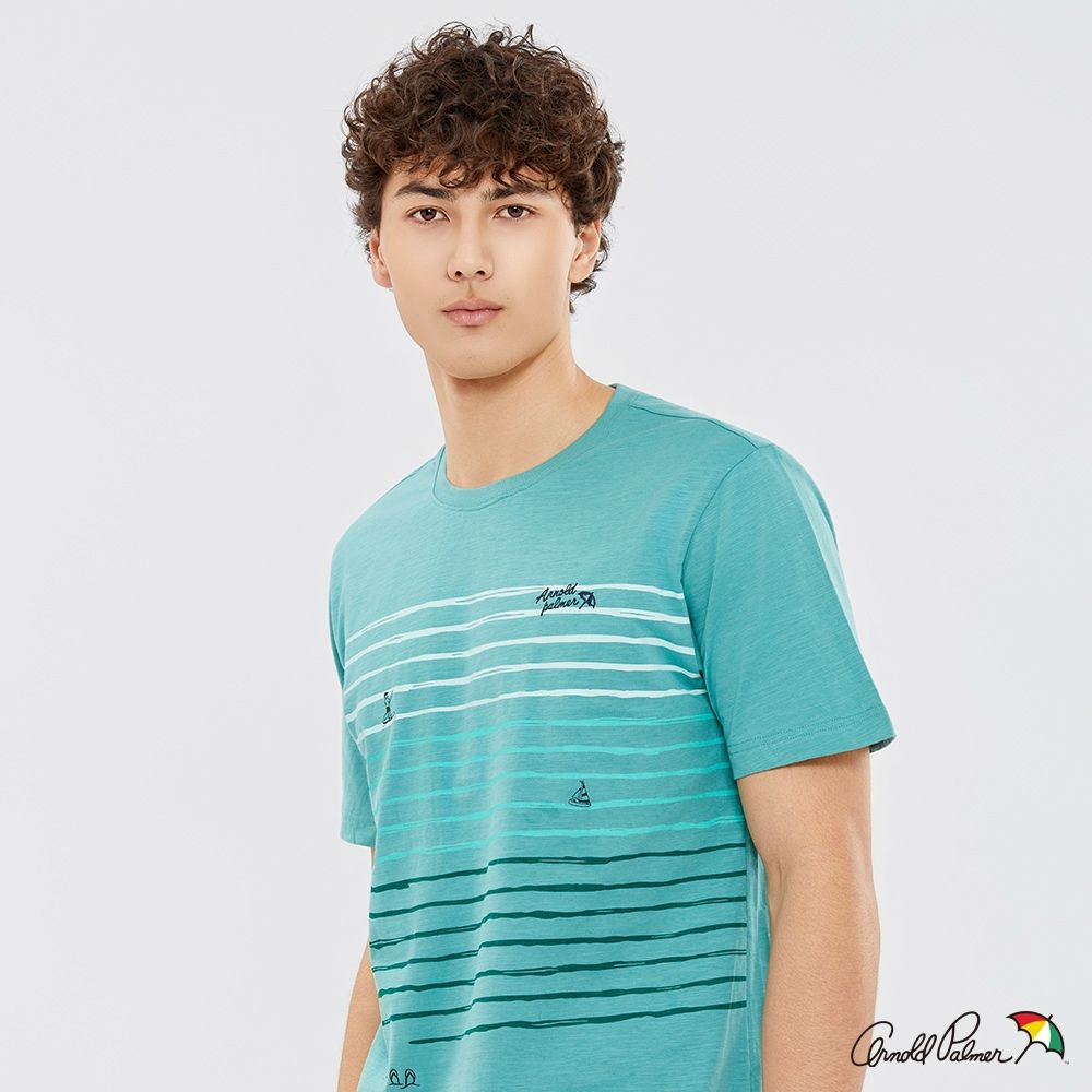 Arnold Palmer 男裝-度假風印花短袖T-Shirt-湖水綠