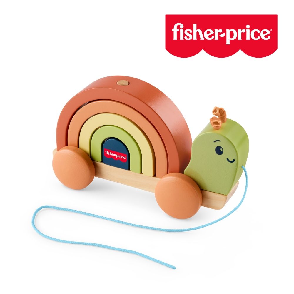 奇哥官方旗艦 Fisher-Price 費雪 木製堆疊拉拉蝸牛