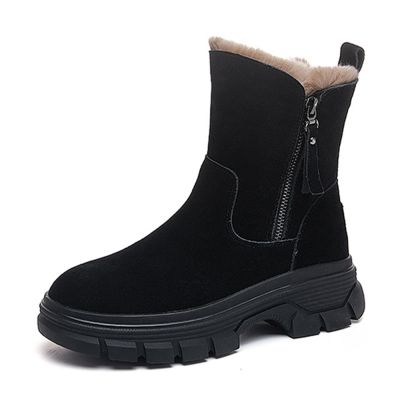 時時樂限定-T2R-真皮拼接短筒女靴雪靴增高休閒鞋-多任選