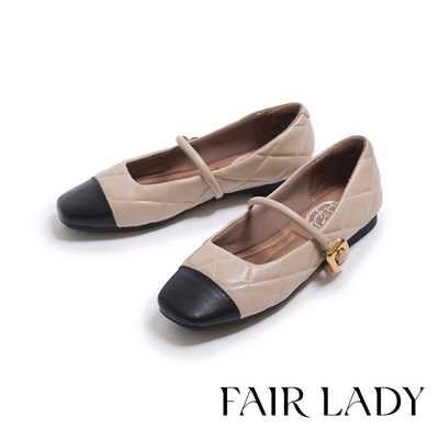 FAIR LADY 我的旅行日記 經典小香風平底瑪莉珍鞋 典雅杏 (5B2944)