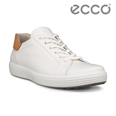 ECCO SOFT 7 M 柔酷時尚輕巧休閒鞋 男鞋 白色/棕色