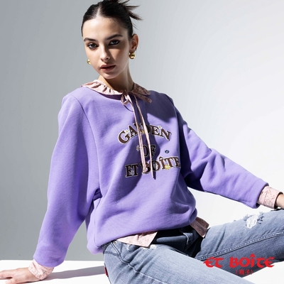 ET BOîTE 箱子 BLUE WAY – LOGO貼布繡花長版長TEE(紫)