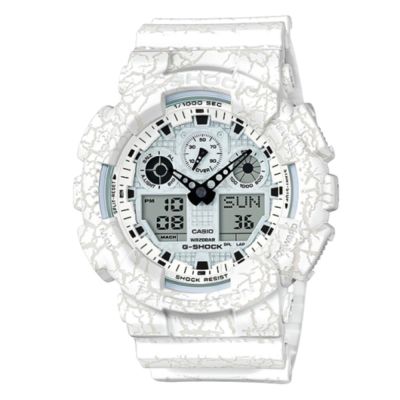 CASIO G-SHOCK 指針數位雙顯錶 – 爆裂白 GA-100CG-7A