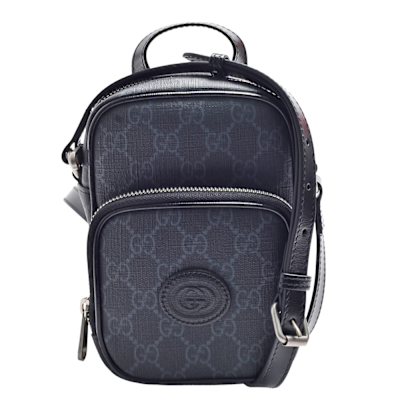 GUCCI 經典Ophidia系列帆布拉鍊直立手提/斜背包(黑色)