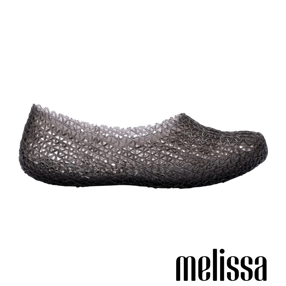 Melissa-圓頭M字簍空娃娃鞋-灰色