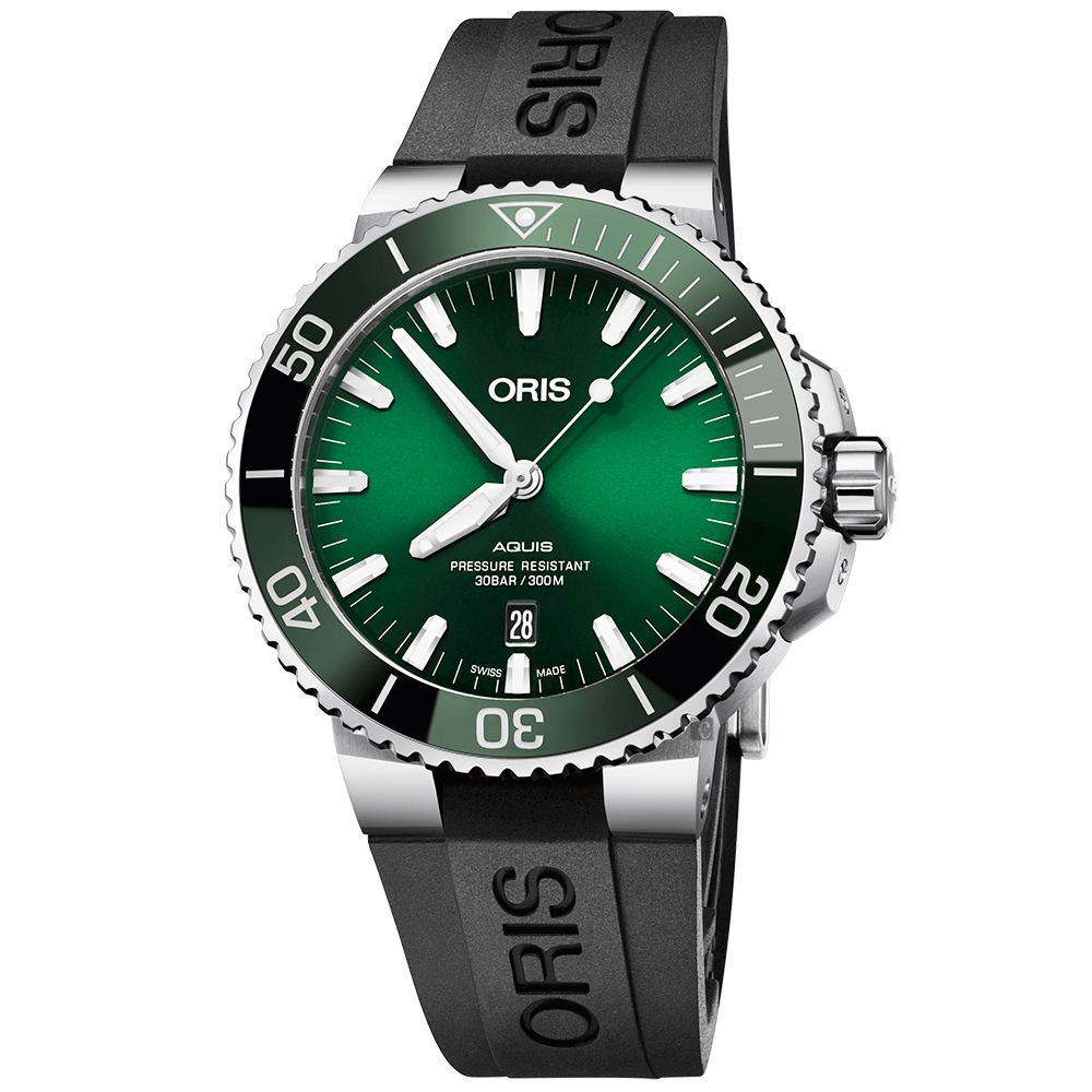 Oris豪利時 Aquis 時間之海潛水300米日期機械錶-綠水鬼/43.5mm 0173377304157-0742464EB