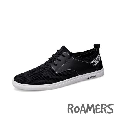 ROAMERS 拼接休閒鞋 平底休閒鞋/異材質拼接透氣網布經典平底休閒鞋 黑