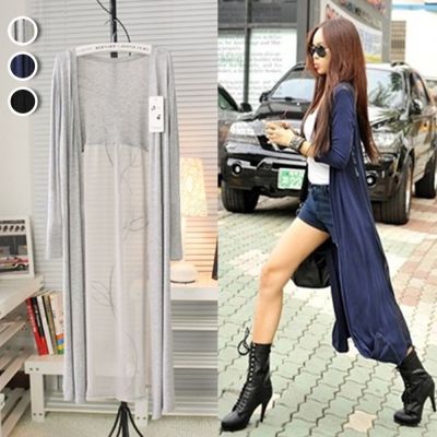 [韓國K.W.]韓國輕柔棉小香風經典長版外套(輕薄保暖/升溫/羽絨棉/上衣)