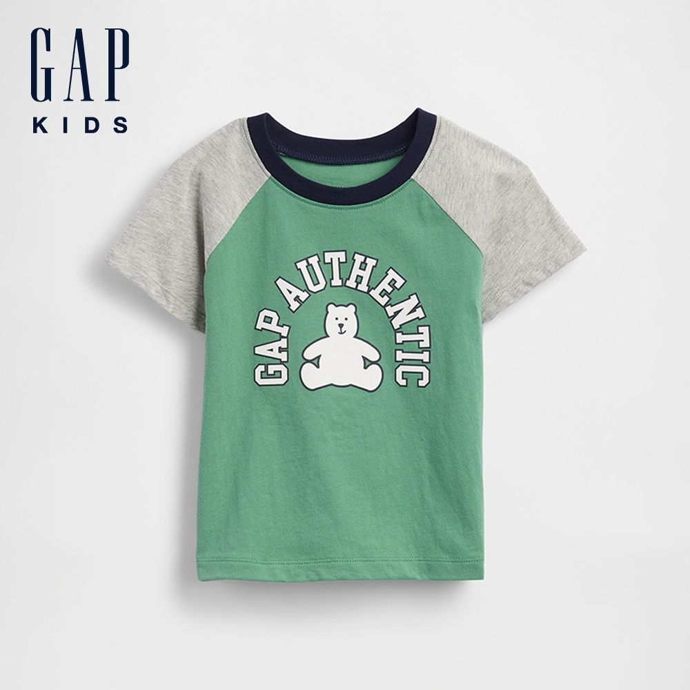 【GAP】babyGap布萊納小熊拼色圖案T恤-北極綠/夏威夷紅/新款米白/亮麗藍(870030) (北極綠)