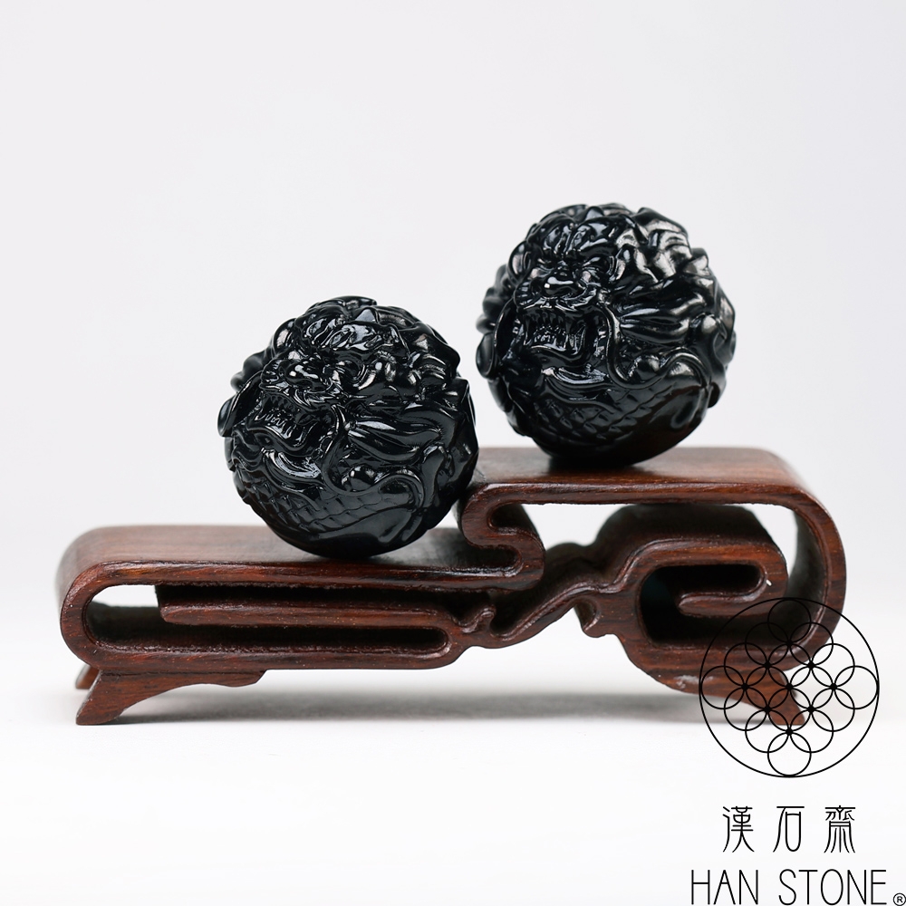 漢石齋】天然和田玉盤玩玉龍手珠墨玉(26*26mm*2pcs) | 漢石齋| Yahoo