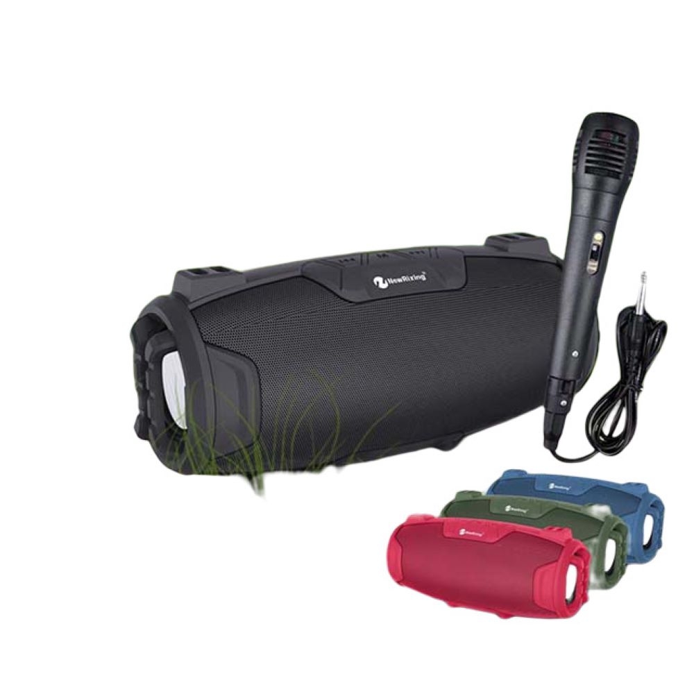 NewRixing攜帶式藍牙喇叭/行動卡拉OK KTV/(附贈麥克風、背帶)-知性黑