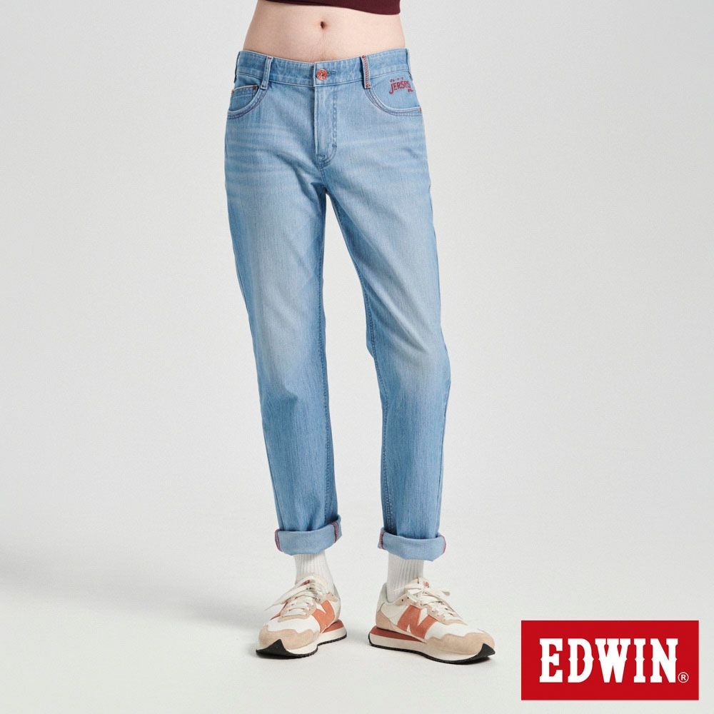 EDWIN 男裝 JERSEYS 超彈力丹寧錐形迦績褲-拔淺藍