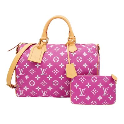 Louis Vuitton LV路易威登 展示品 Speedy P9 40 小牛皮手提斜背二用包(M11563-粉紅/紫)