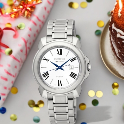 SEIKO 精工錶 Premier 太陽能錶 時尚錶 藍寶石水晶鏡面 手錶-V137-0CT0S/SUT321J1 SK043