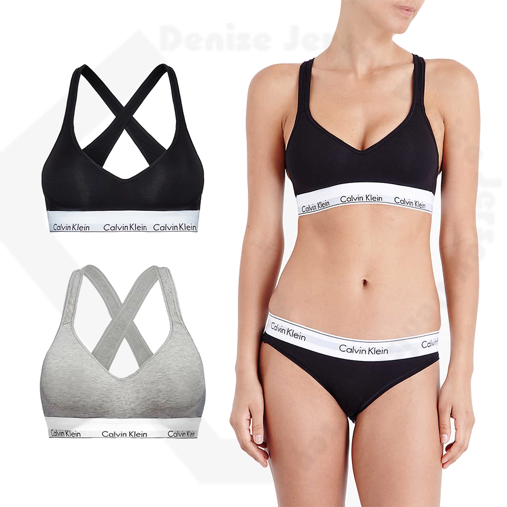 Calvin Klein Padded Bralette 棉質寬鬆緊帶零感薄襯小V運動內衣/CK內衣-多色任選 (黑色)