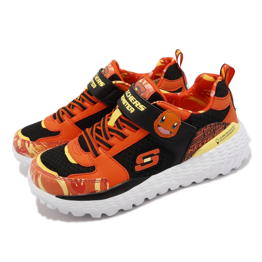 Skechers 休閒鞋Monster 童鞋中童橙橘色寶可夢小火龍限定款經典