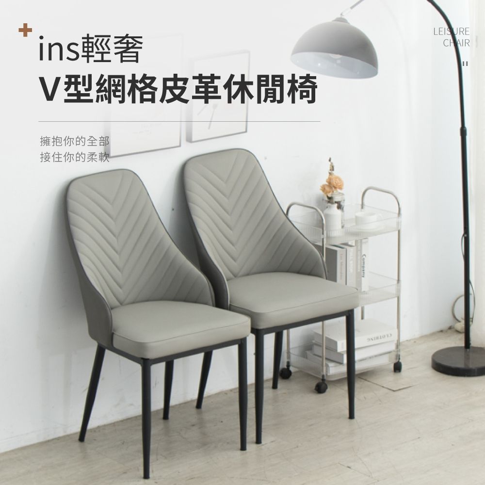 IDEA-V型網格包覆皮革休閒餐椅