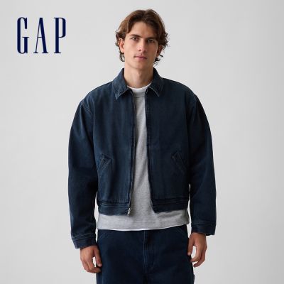 【GAP】寬鬆工裝牛仔外套-墨染黑色(913465)