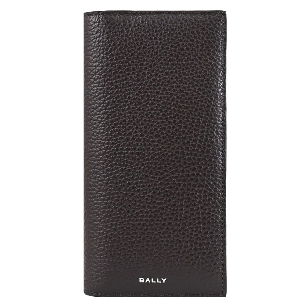 BALLY YORK 品牌燙印LOGO荔枝牛皮對開式8卡零錢長夾(深咖)