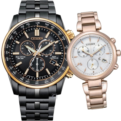 CITIZEN 星辰 愛的誓言 光動能情人對錶 聖誕節 禮物(CB5888-87E+FB1456-65A)