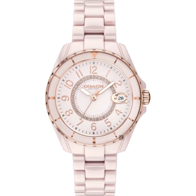 Coach 晶鑽粉彩陶瓷女錶 寵愛媽媽 送禮推薦-32mm CO14503463