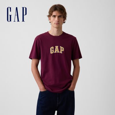 【GAP】弧形Gap LogoT恤-深酒紅(570044)