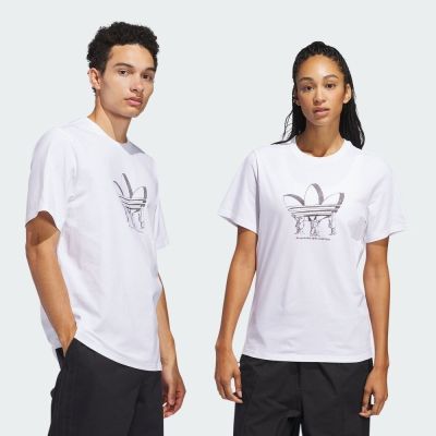 ADIDAS 愛迪達 阿迪達斯 ORIGINALS 三葉草 男,女 短袖T恤-白色系-TREF LIFT TEE-JC8779