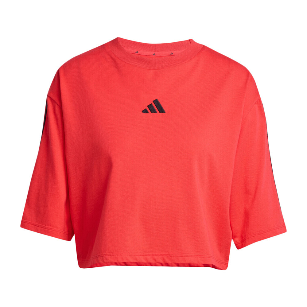 Adidas W 3S SJ TLR T JE1198 女 T恤 短版 短袖上衣 運動上衣 休閒短袖 落肩 紅黑