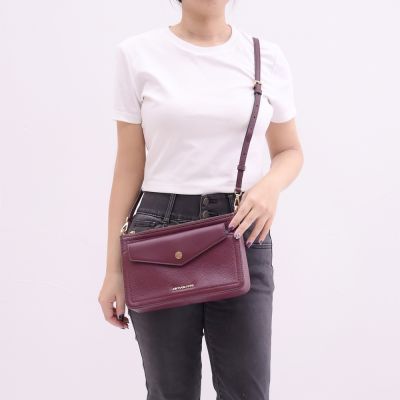 MICHAEL KORS MAISIE 經典MK素面3合1手拿/拉鍊斜背小包(酒紅)