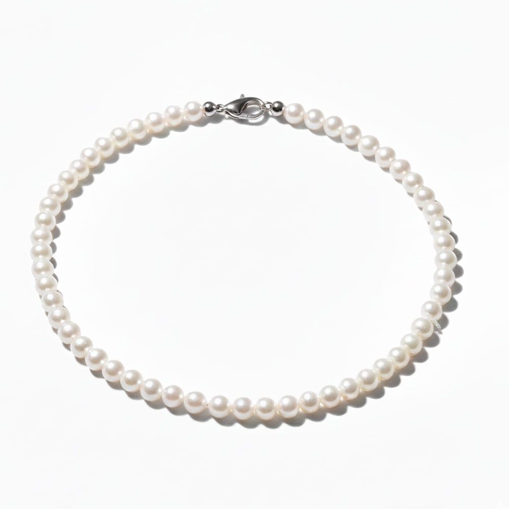 EM【eileen me】經典款天然珍珠項鍊 6.4-7.4mm 白色帶粉 約45公分