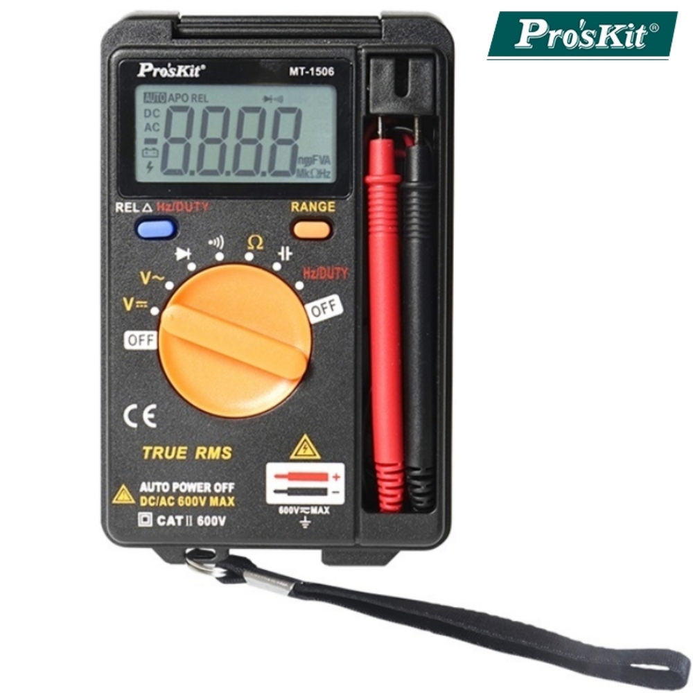 台灣寶工ProsKit口袋型真有效值電表3 3/4三用電表三用電錶MT-1506(過壓保護,附探針;台灣公司貨,享1年保固)迷你電表攜帶型電錶