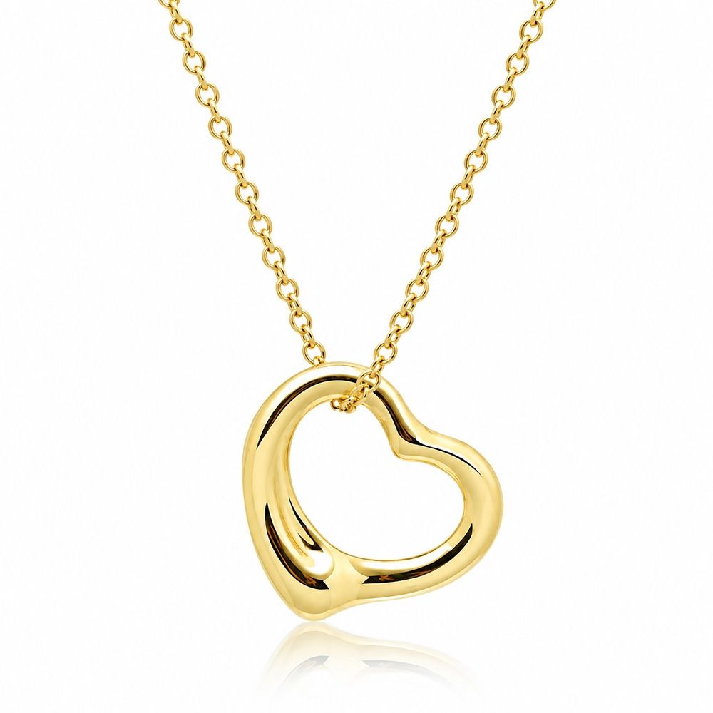 Tiffany&Co. 蒂芙尼 Open Heart 愛心18K黃金項鍊-16mm