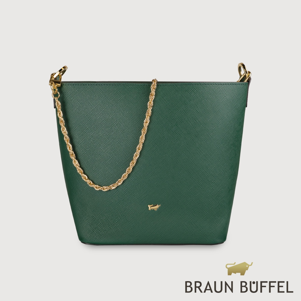【BRAUN BUFFEL 德國小金牛】台灣總代理 莎蔻拉-A 水桶包-孔雀石綠/BF857-30-MC