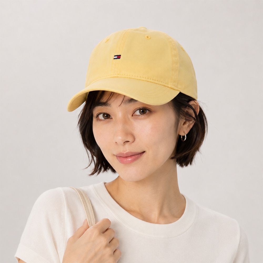 TOMMY 熱銷刺繡Logo鴨舌帽-黃色