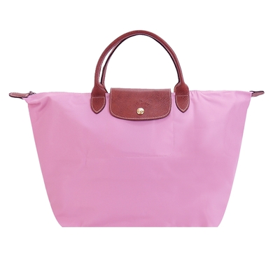 LONGCHAMP Le Pliage 短把摺疊水餃包(中/粉紅)