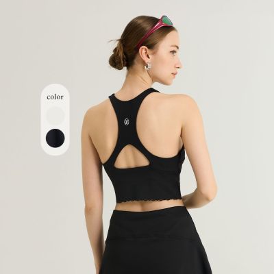 元動力 美背簍空花邊下襬運動BRA(兩色；S-XL)