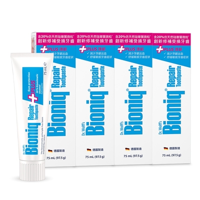 【Bioniq貝歐尼】修復+護齦牙膏 75ml(四入組)