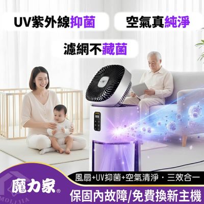 【MOLIJIA 魔力家】單機組-M196 智動UV抗菌抗敏風扇循環空氣清淨機(BY010096)