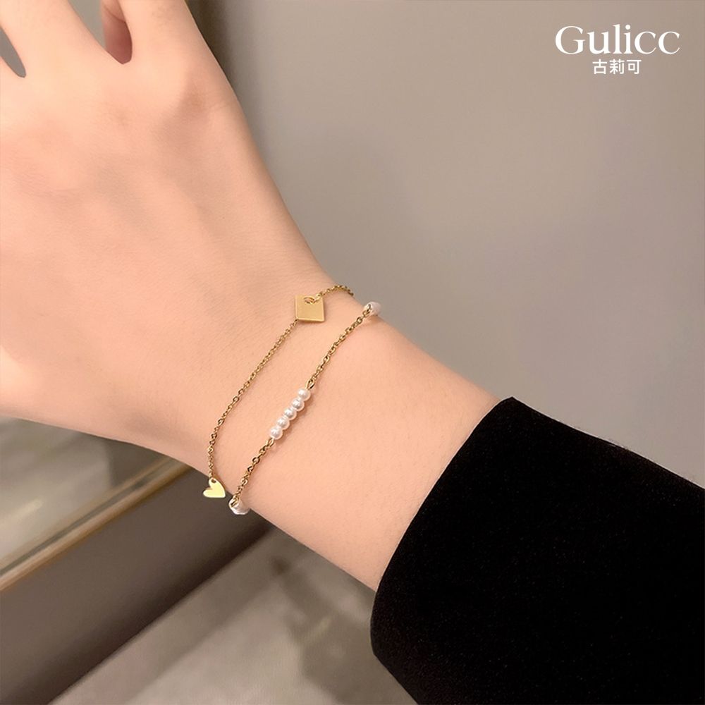 Gulicc ins風 復古 雙層珍珠 手鍊(七夕情人節 輕奢 手鍊 手環 手繩 韓系 首飾 飾品 珍珠 生日禮物 )