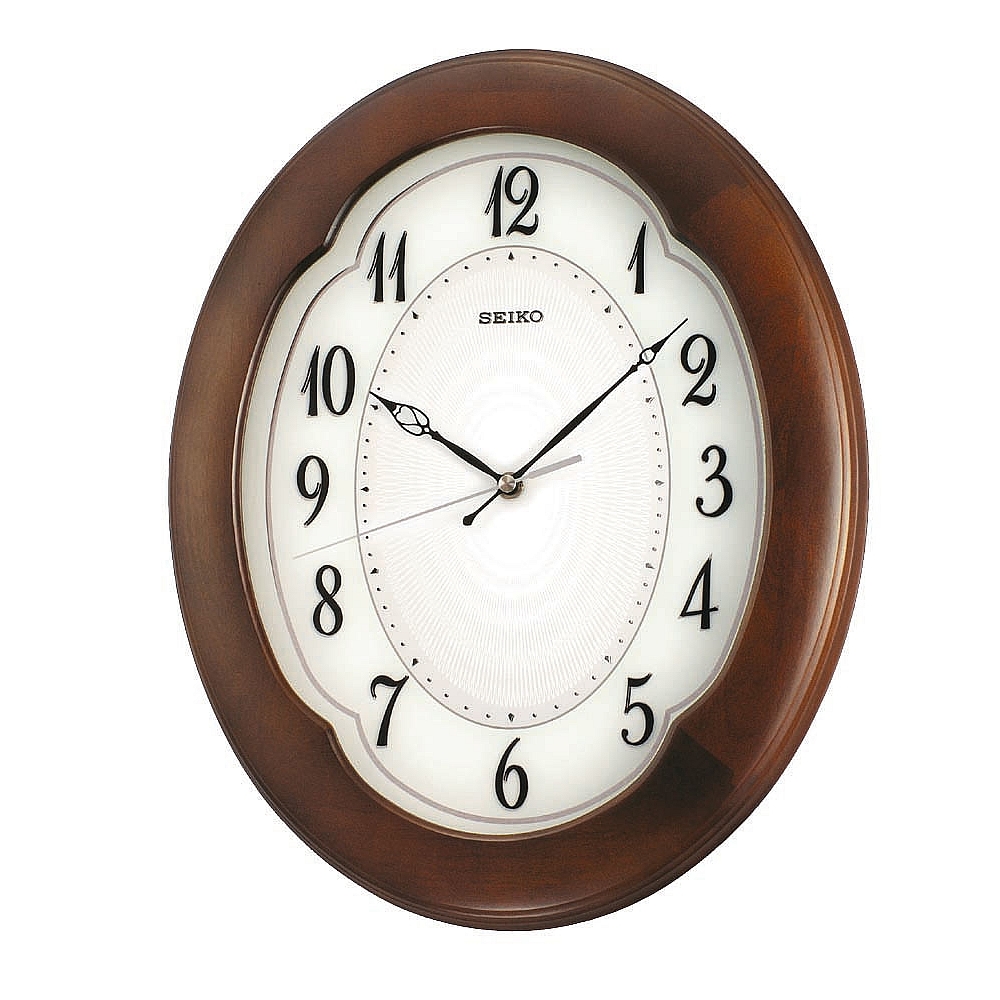 SEIKO 日本精工木質外殼恆動式秒針靜音掛鐘(QXA389B)-咖啡-白/31X38cm