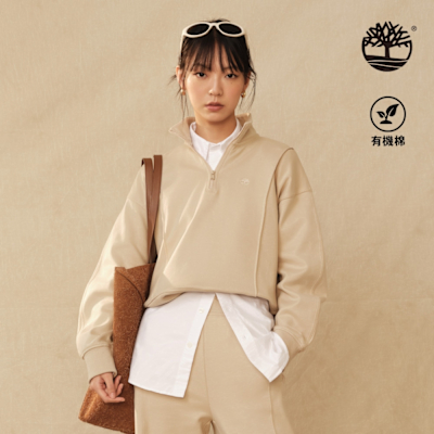 Timberland官方旗艦 女款米色拉鍊式套頭上衣|A6GA7Y94