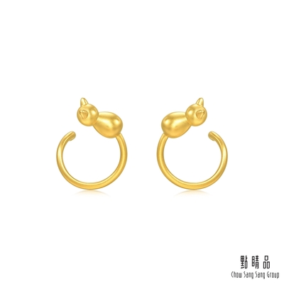 點睛品 PetChat 立體貓咪 黃金耳環【網路獨家款】