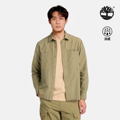 Timberland官方旗艦 男款灰綠色Timberchill長袖襯衫|A2R4D590