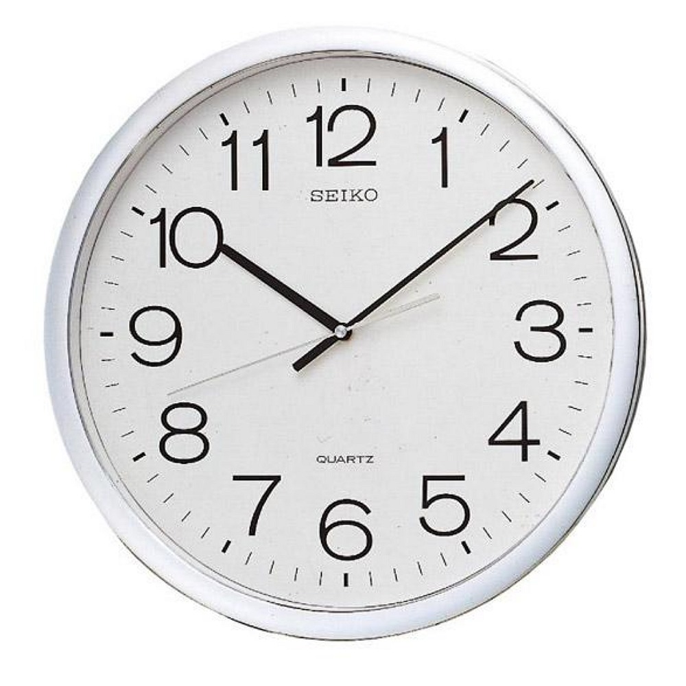 SEIKO 精工 銀框 標準型 辦公室掛鐘(QXA020S)-白/36.1cm