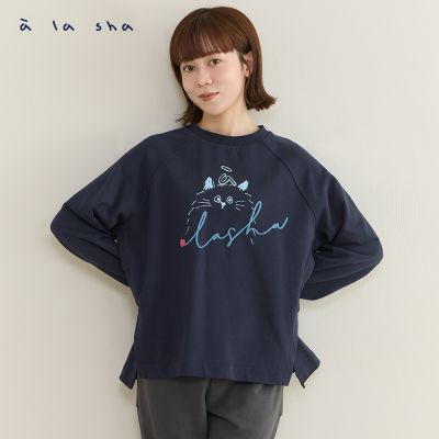 a la sha 蘋果貓前短後長拉格蘭棉T