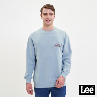 Lee 男款 三角小Logo長袖圓領大學T/厚T 灰綠